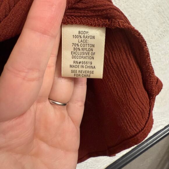 John Paul Richard Women’s Size Medium Rust Long Sleeve Blouse Shirt Top - Picture 5 of 5